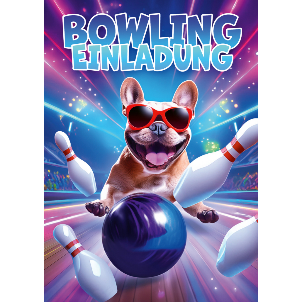 Edition Colibri Bowling-Einladungskarten (10 Stück) Auf Französisch - Für Kindergeburtstag Oder Kegelparty, DIN A6, ökologisch Gedruckt
