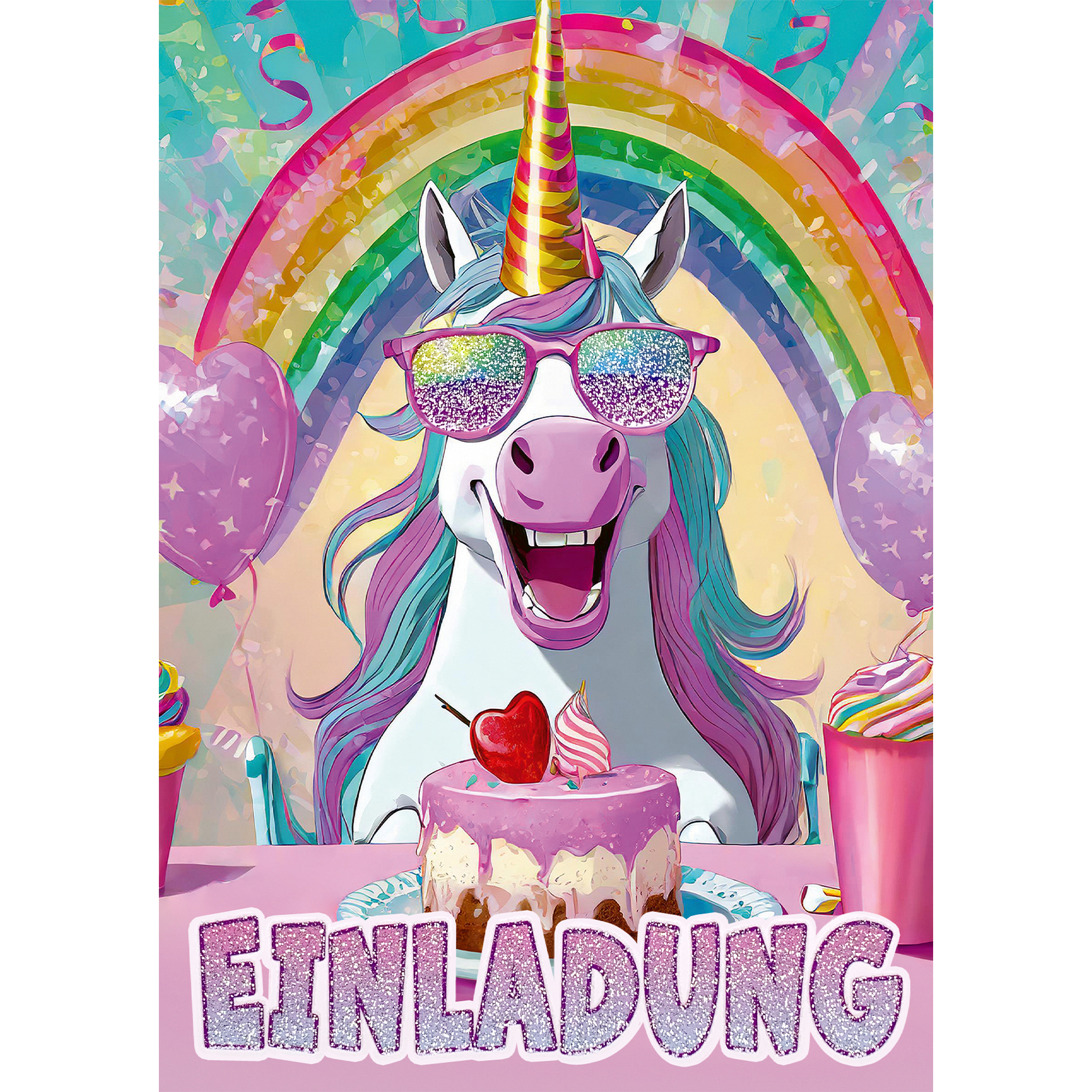 moosthaler einladungskarten kindergeburtstag maedchen einhorn glitzer einladungen