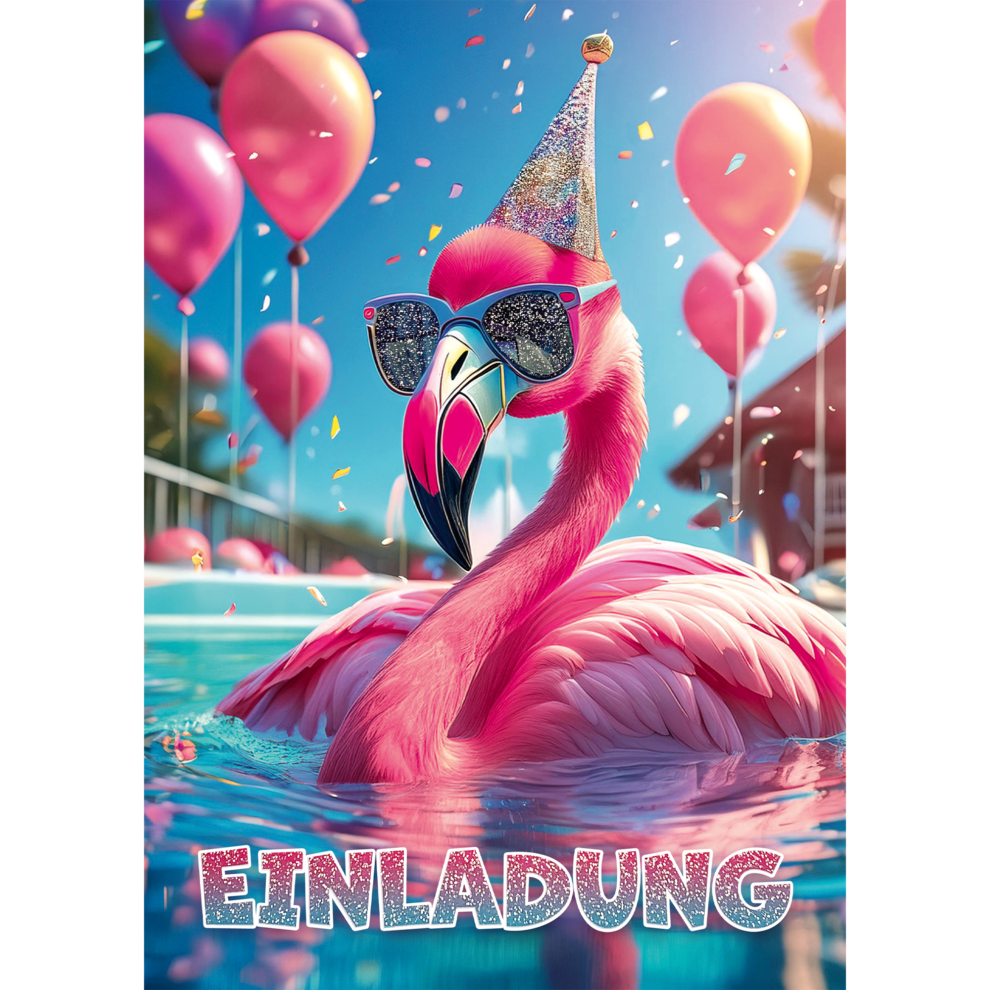 moosthaler einladungskarten kindergeburtstag maedchen flamingo glitzer einladungen