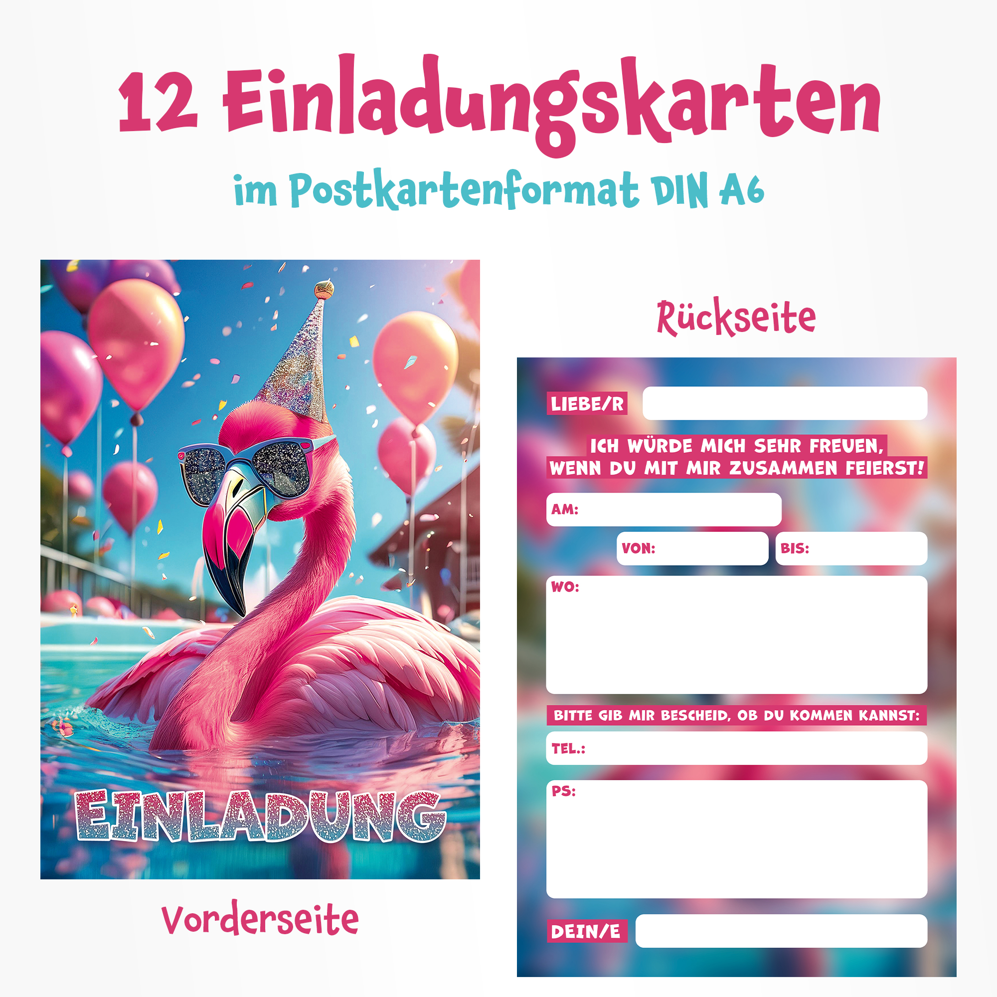 moosthaler einladungskarten kindergeburtstag maedchen flamingo glitzer einladungen