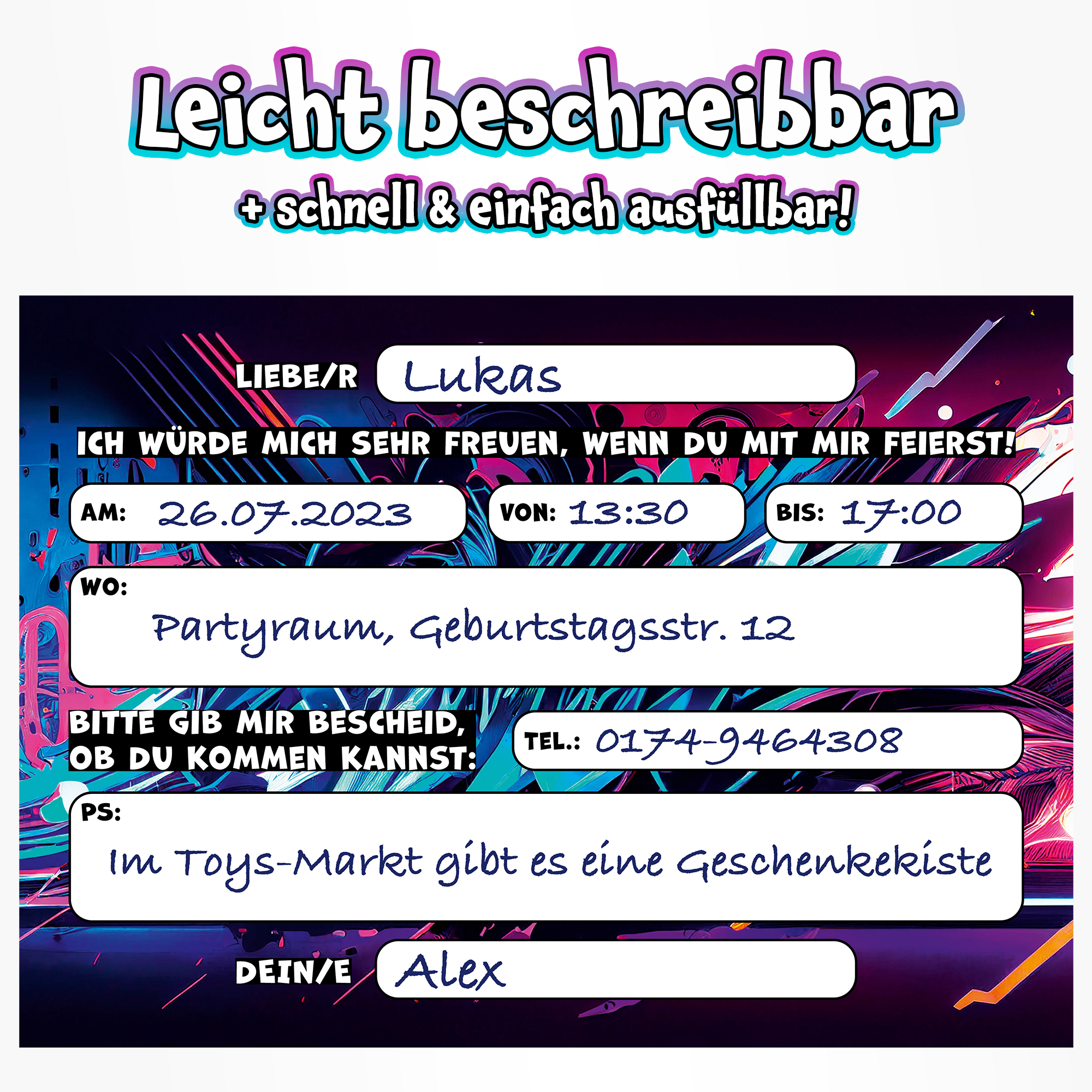 moosthaler einladungskarten kindergeburtstag graffiti einladungen