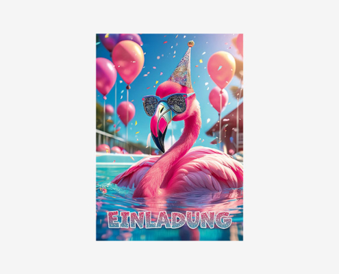 moosthaler einladungskarten kindergeburtstag maedchen flamingo glitzer einladungen