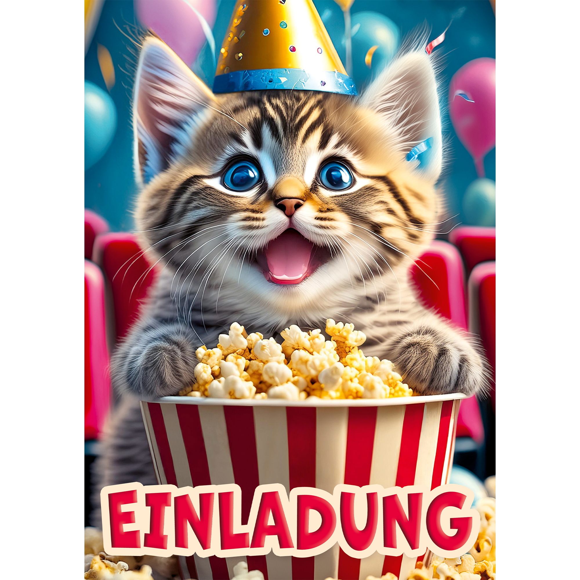 moosthaler einladungskarten kindergeburtstag maedchen kino katze einladungen