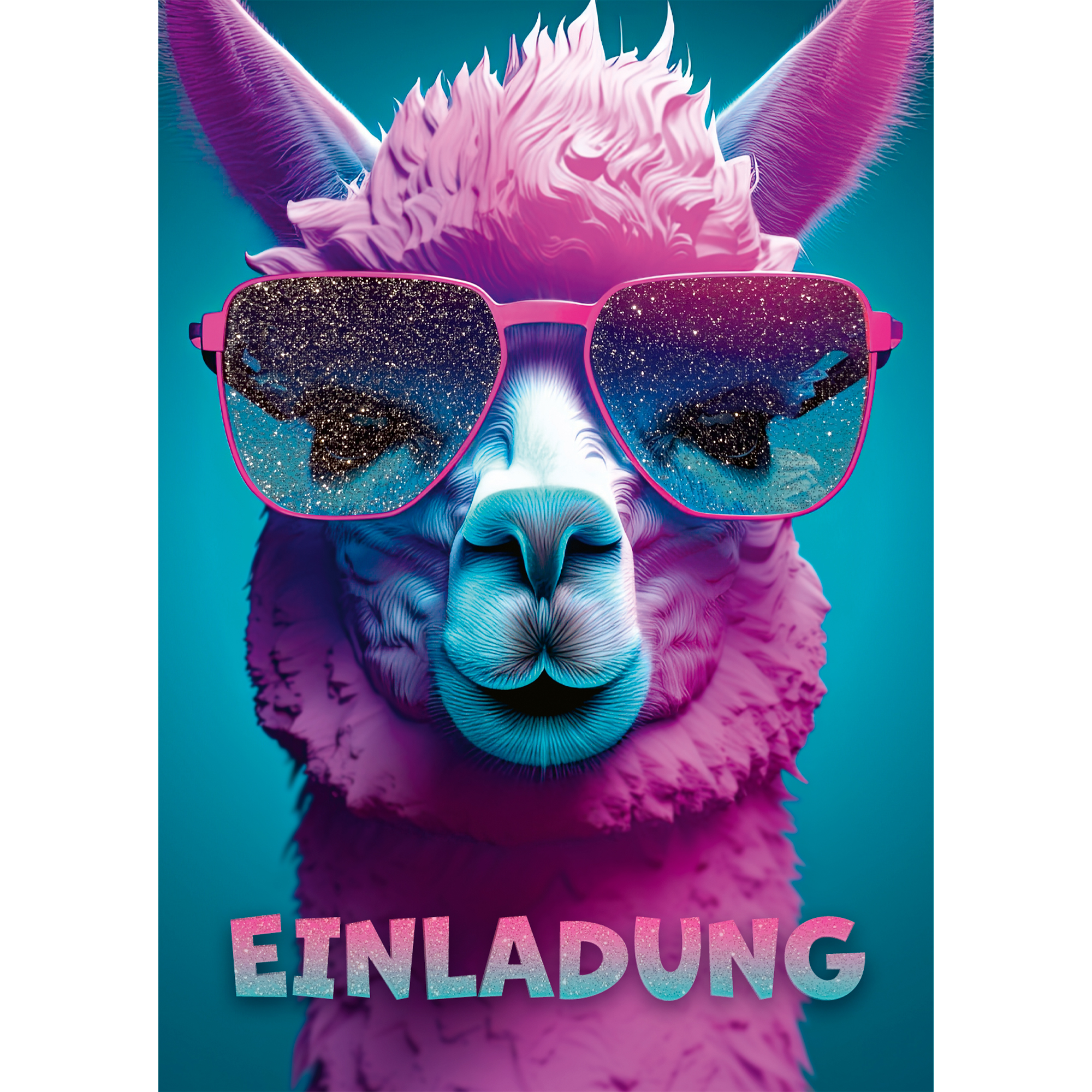 moosthaler einladungskarten kindergeburtstag maedchen lama glitzer einladungen