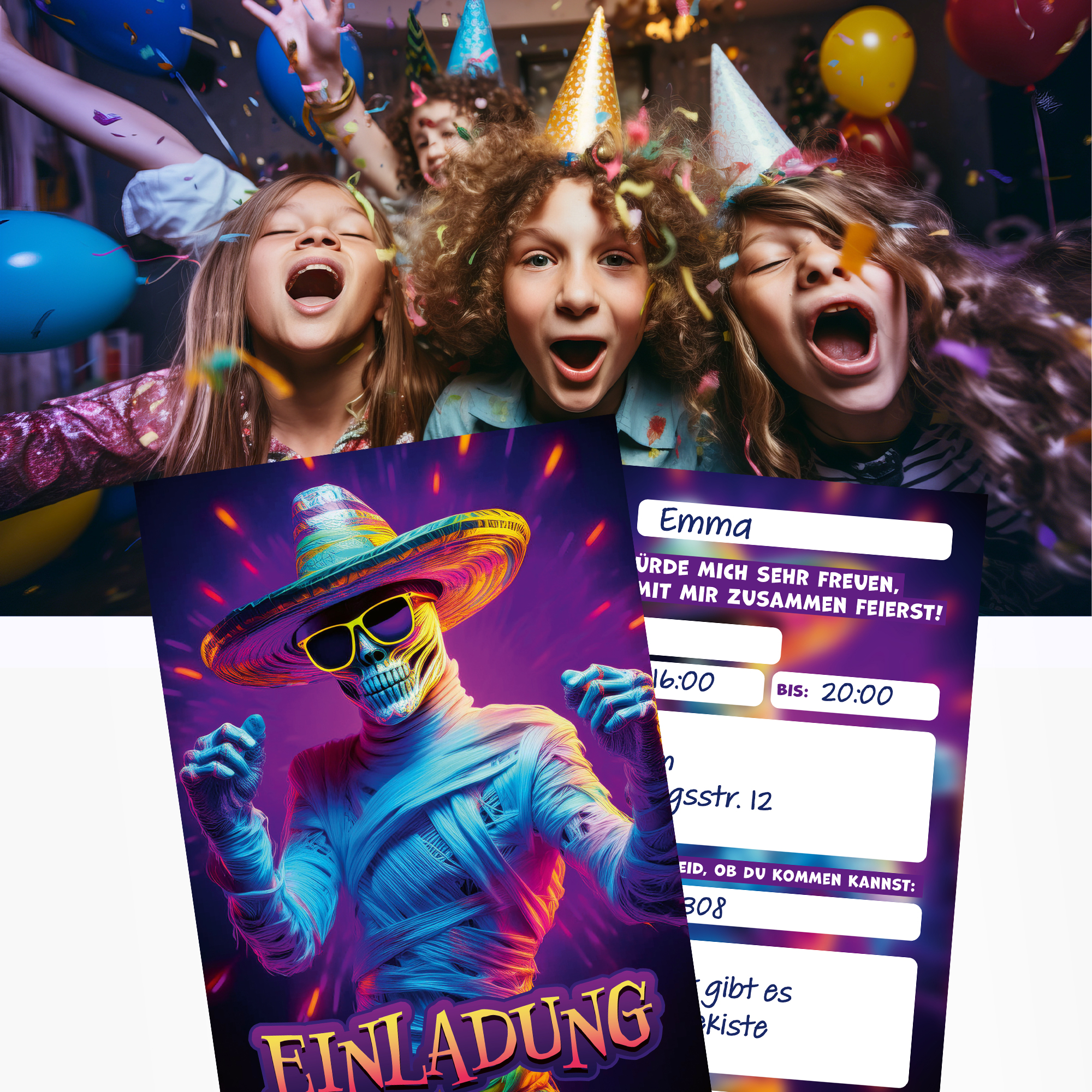 moosthaler einladungskarten kindergeburtstag junge mumie halloween einladungen