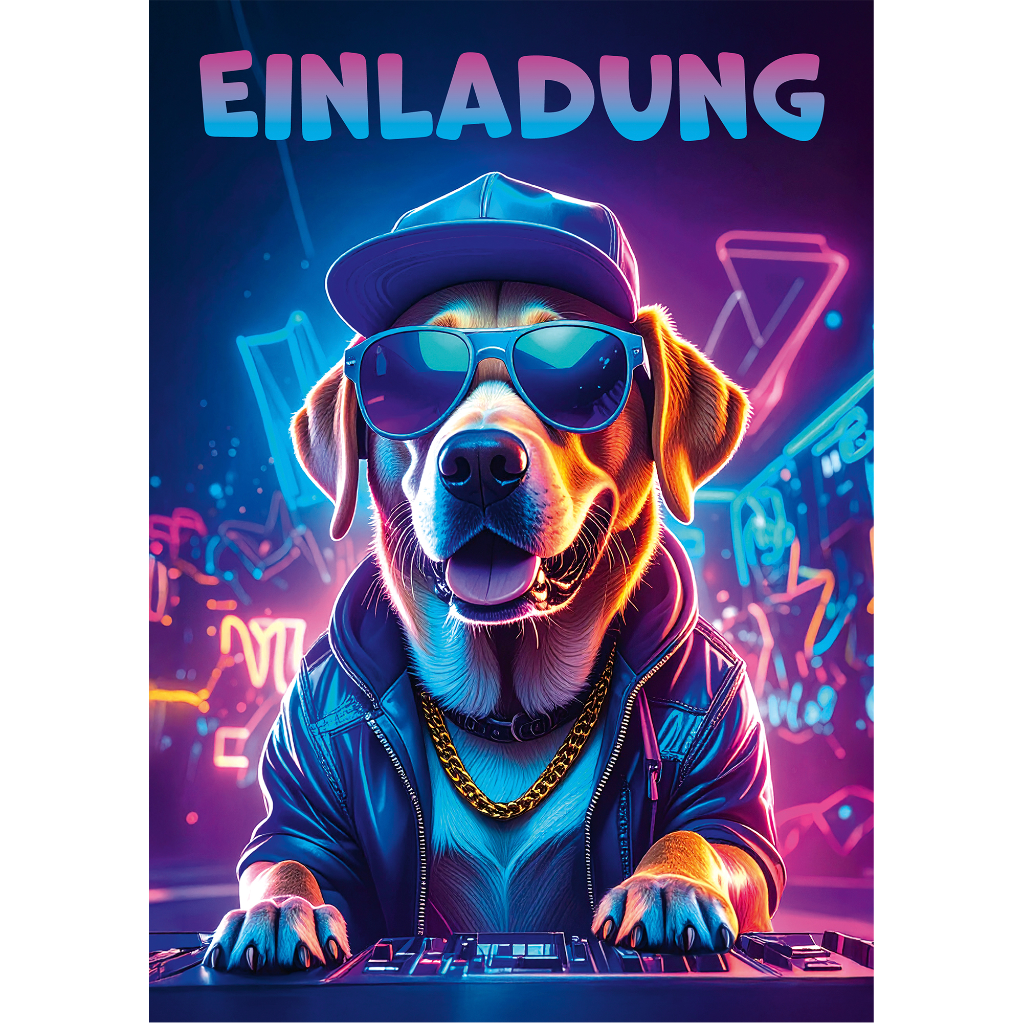 moosthaler einladungskarten kindergeburtstag junge DJ-hund einladungen