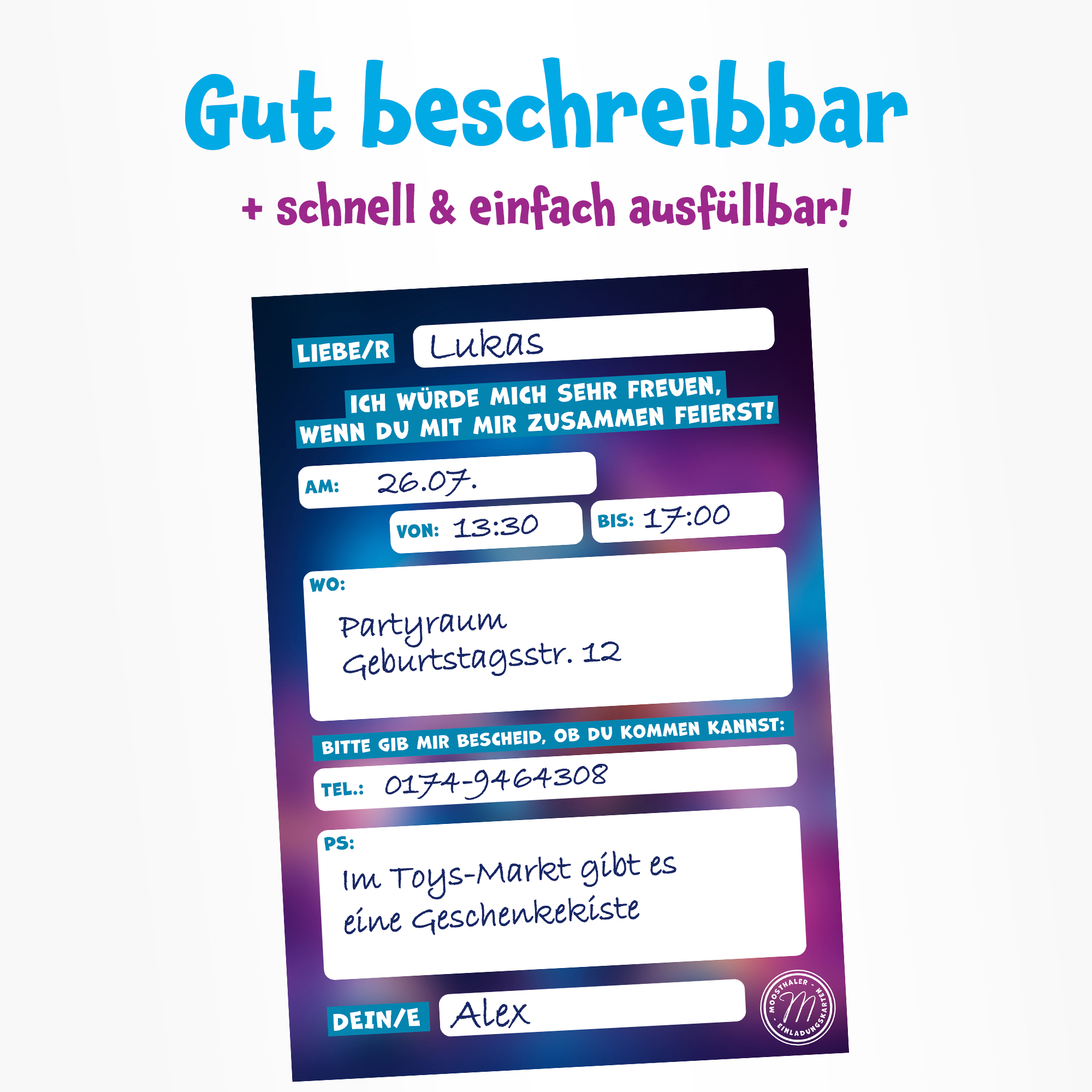 moosthaler einladungskarten kindergeburtstag junge DJ-hund einladungen