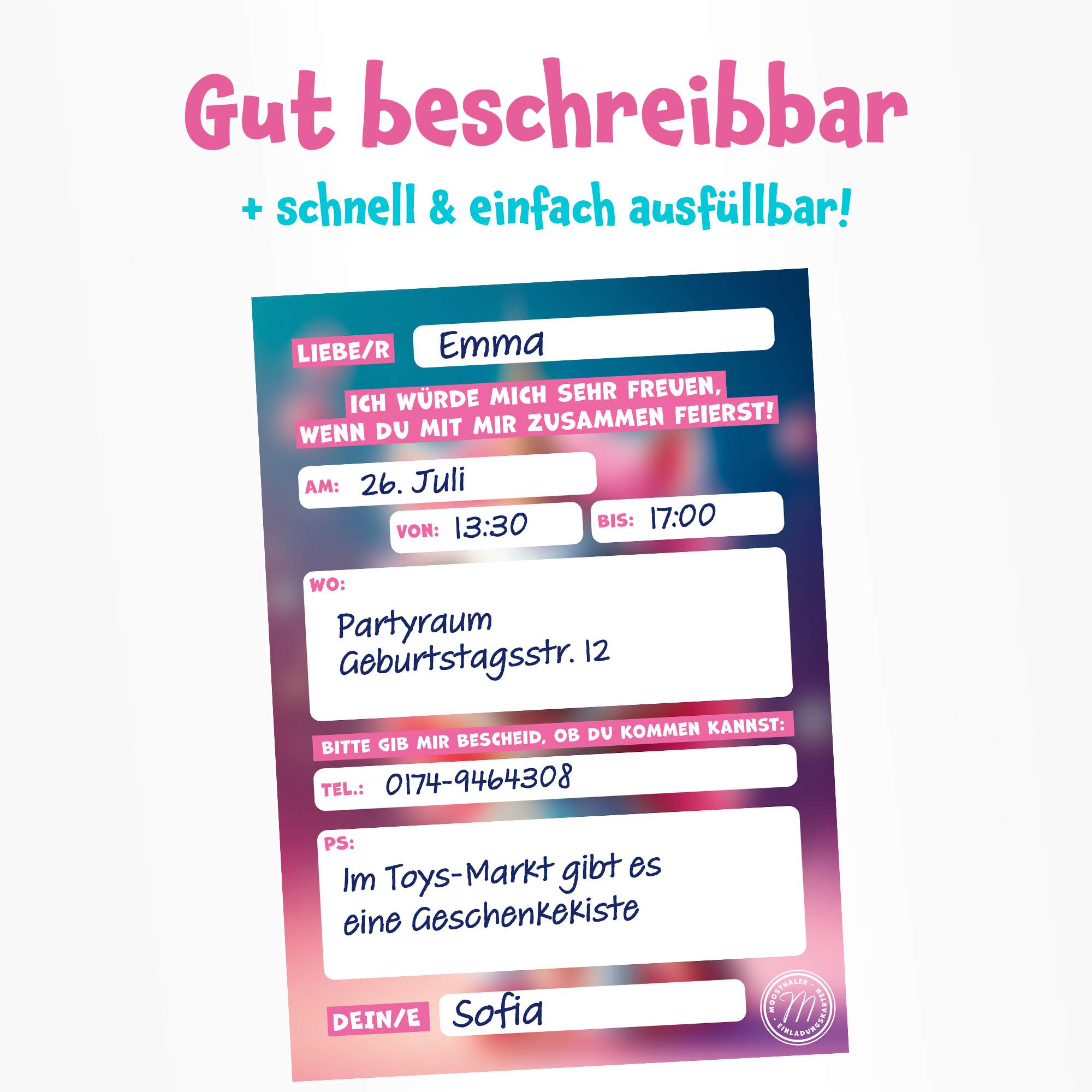 moosthaler einladungskarten kindergeburtstag maedchen magisches einhorn einladungen