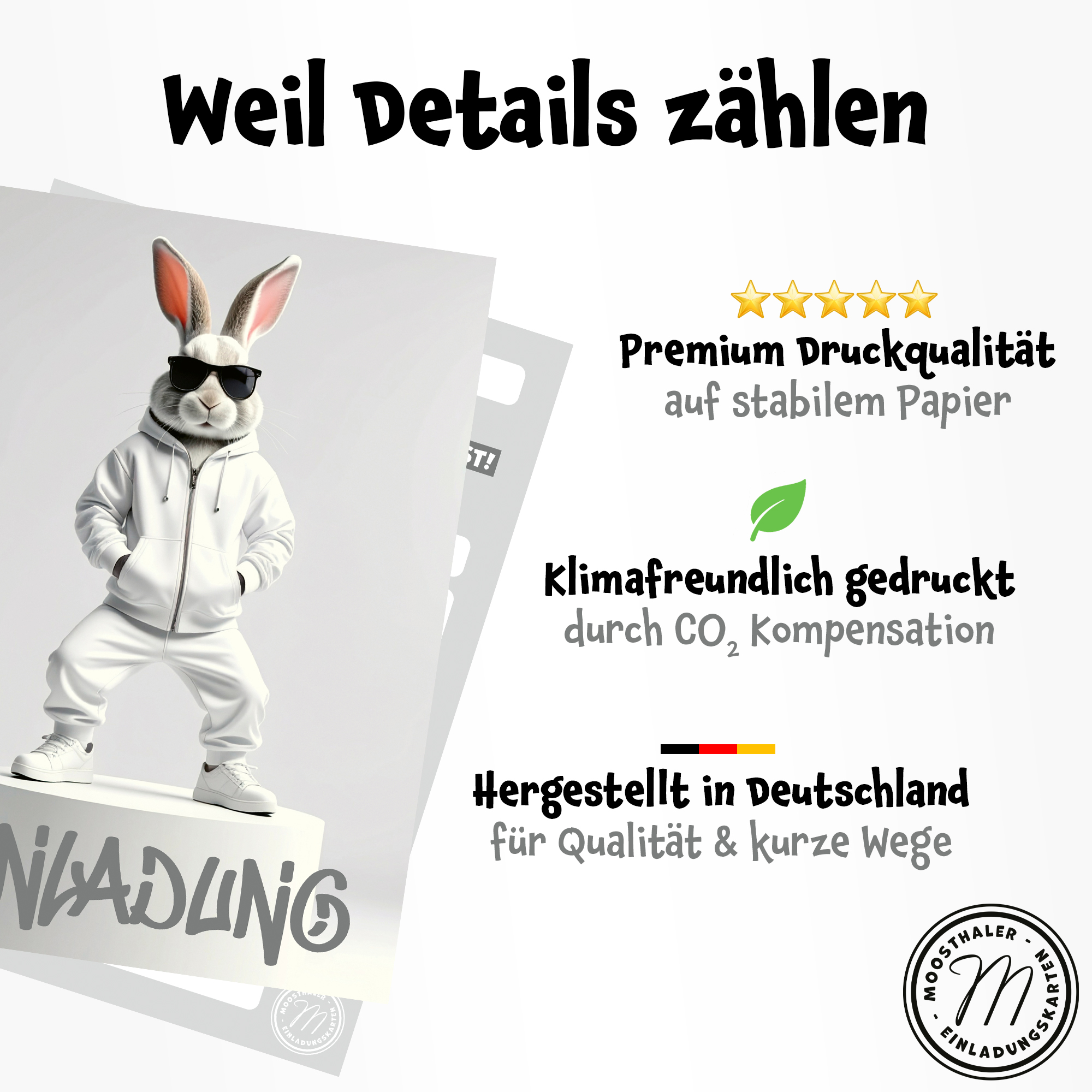 moosthaler einladungskarten kindergeburtstag junge hiphop-hase einladungen