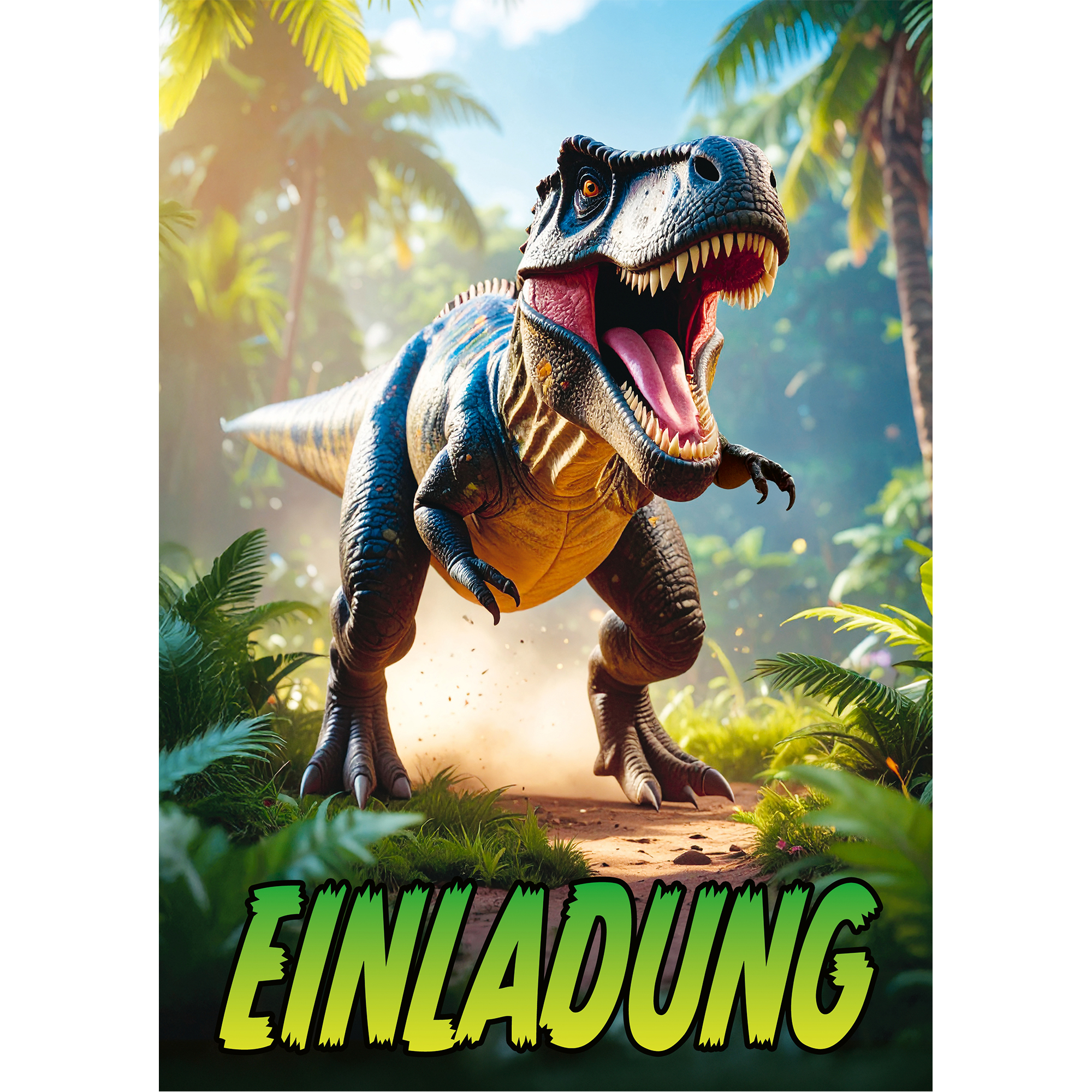 moosthaler einladungskarten kindergeburtstag junge T-REX dino einladungen