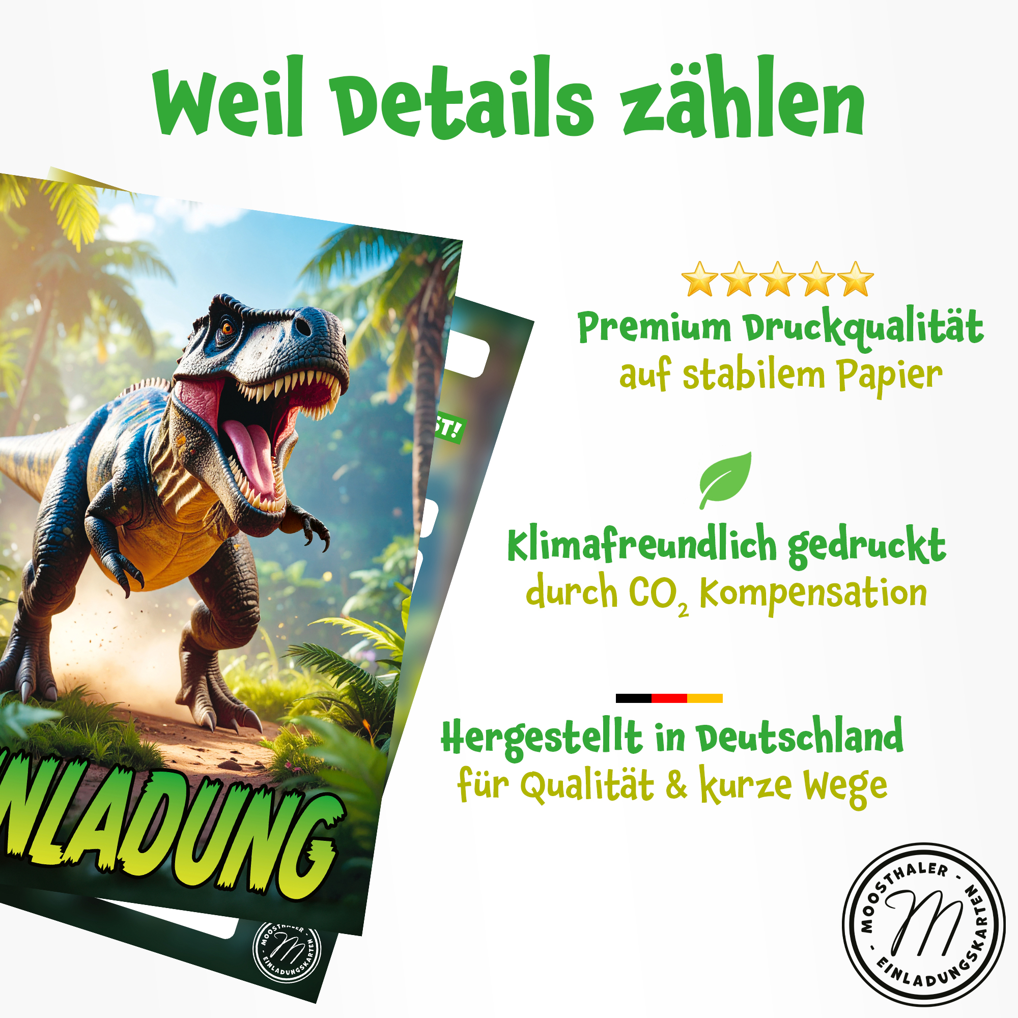 moosthaler einladungskarten kindergeburtstag junge T-REX dino einladungen